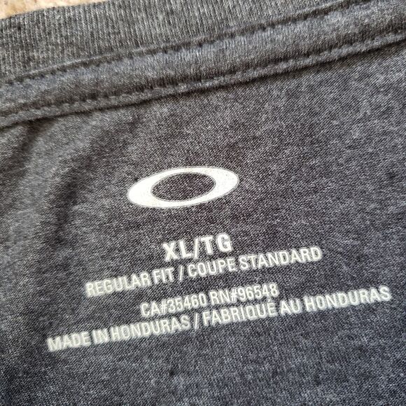 Oakley Palm Trees Size XL Regular Fit Mens Charcoal Grey Graphic T-Shirt Grey - Picture 3 of 5